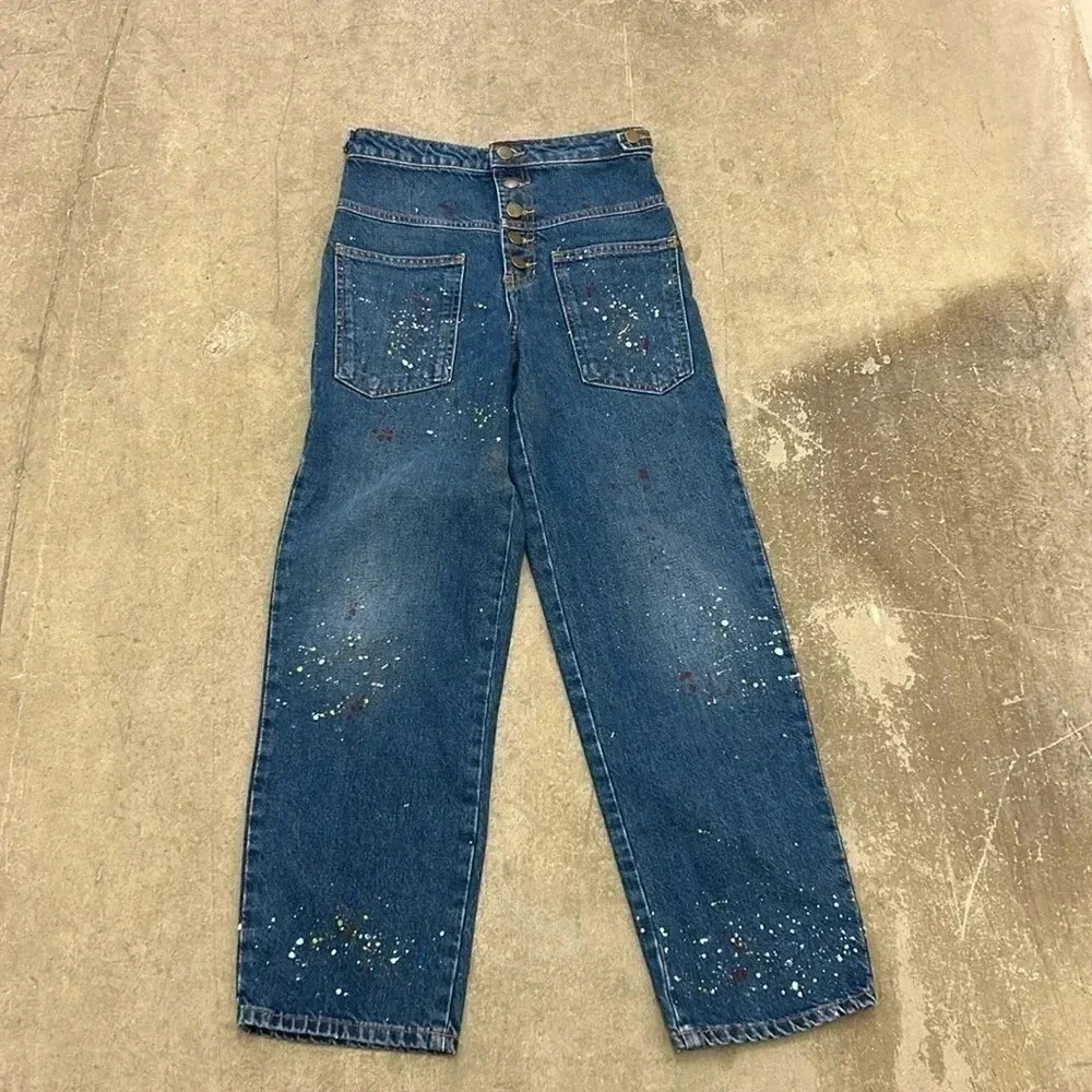 High  waisted button‎ fly zara jeans